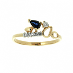 Goldener Ring mit Saphir und Diamanten