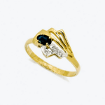 Goldring mit Saphir und Diamanten