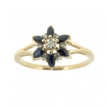 Goldener Ring mit Saphiren und Diamanten