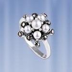  Silberring mit Perlen & Marcasite